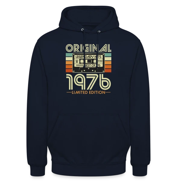 Cassette Rétro 1976 Légendaire sur Sweat-shirt à capuche unisexe