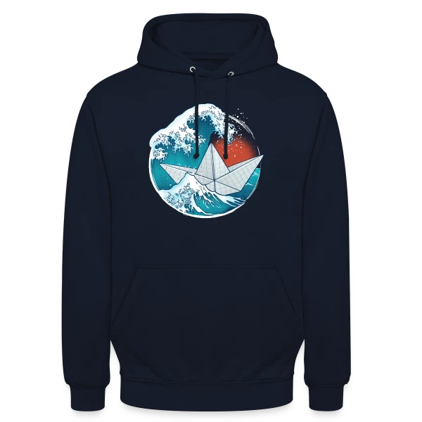 Bateau Origami dans la tempête sur Sweat-shirt à capuche unisexe