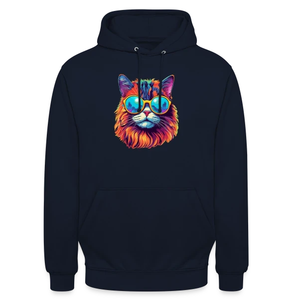 Chat Hippie Psychédélique sur Sweat-shirt à capuche unisexe