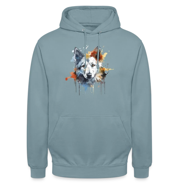 Loup Aquarelle Stylisé sur Sweat-shirt à capuche unisexe