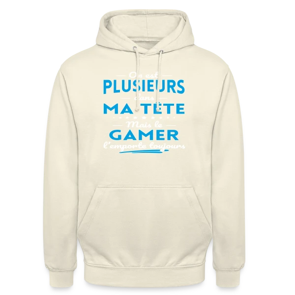Humour Gamer: 'On est plusieurs dans ma tête...' sur Sweat-shirt à capuche unisexe