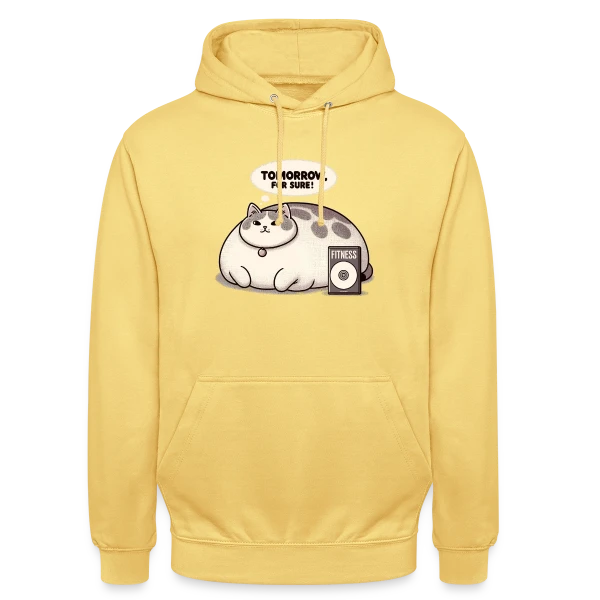 Le Chat Paresseux du Fitness : Demain, c'est sûr ! sur Sweat-shirt à capuche unisexe