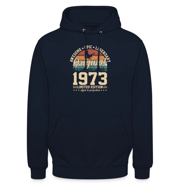 Légende Vintage 1973 sur Sweat-shirt à capuche unisexe
