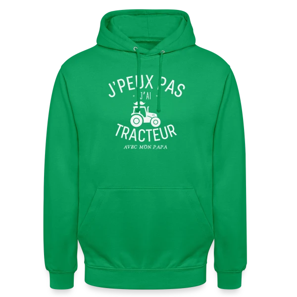 'J'Peux Pas J'Ai Tracteur avec Papa' - Humour Enfant et Parent sur Sweat-shirt à capuche unisexe
