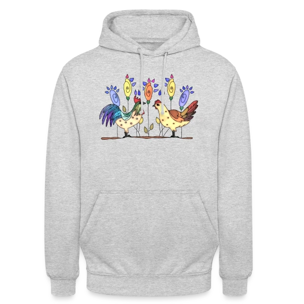 Duo Fermier Coq & Poule sur Sweat-shirt à capuche unisexe