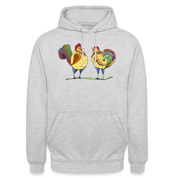 Duo Coq & Poule Champêtre sur Sweat-shirt à capuche unisexe
