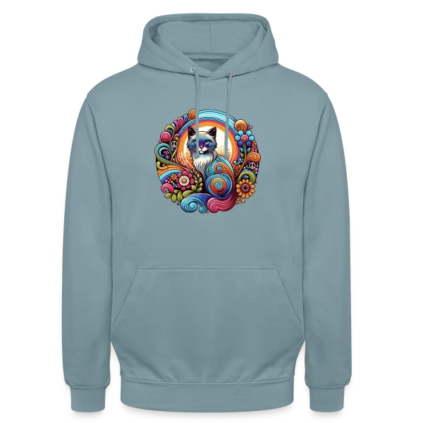 Chat Psychédélique Années 70 sur Sweat-shirt à capuche unisexe