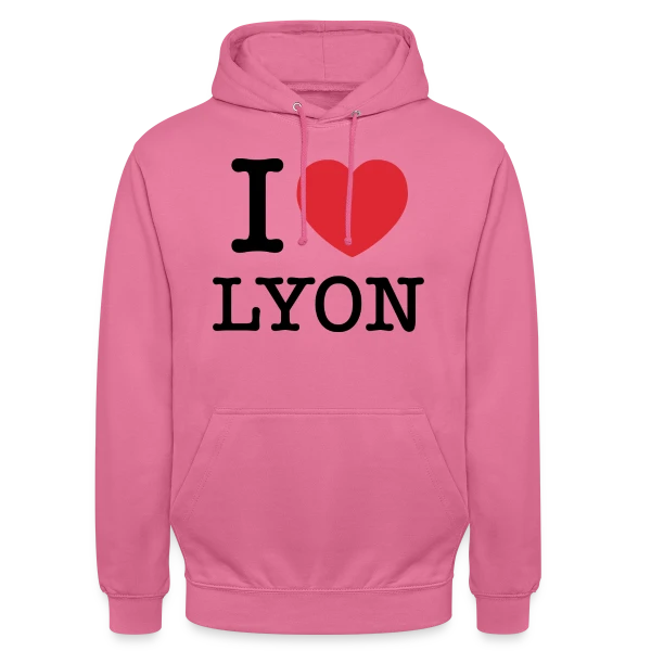 J'aime Lyon Classique sur Sweat-shirt à capuche unisexe