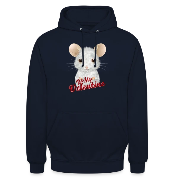 Adorable Souris Blanche de la Saint-Valentin sur Sweat-shirt à capuche unisexe