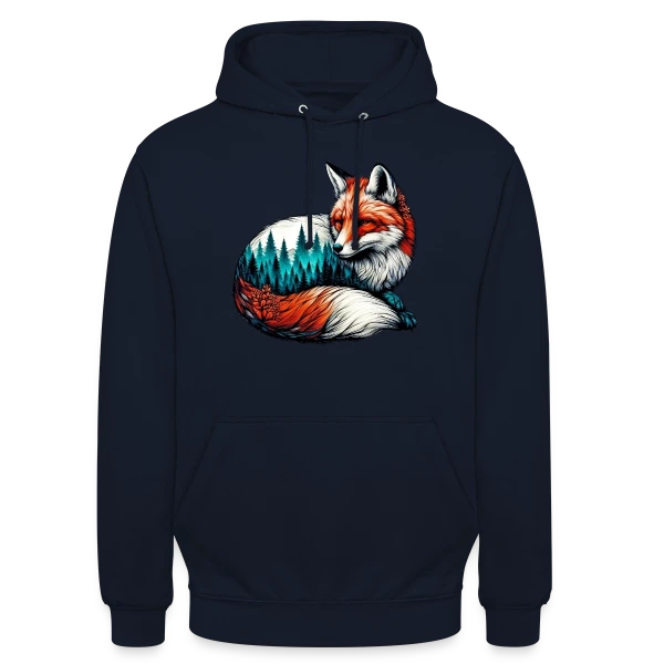 Renard Forêt Enchantée sur Sweat-shirt à capuche unisexe