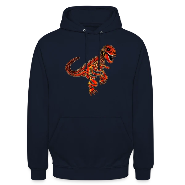 T-Rex Fossile Rouge Éclatant sur Sweat-shirt à capuche unisexe