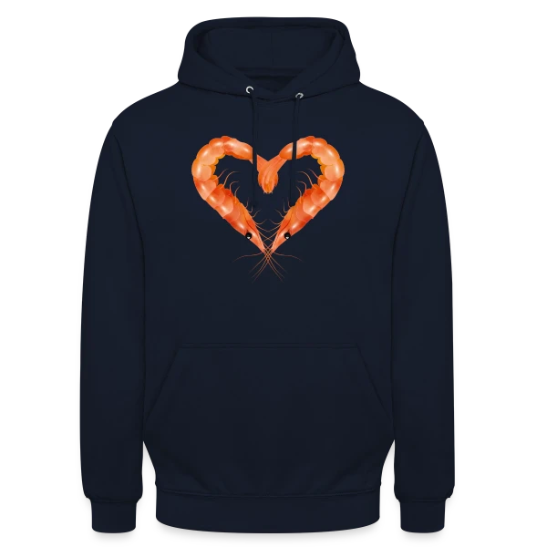 Cœur de Crevettes Roses sur Sweat-shirt à capuche unisexe