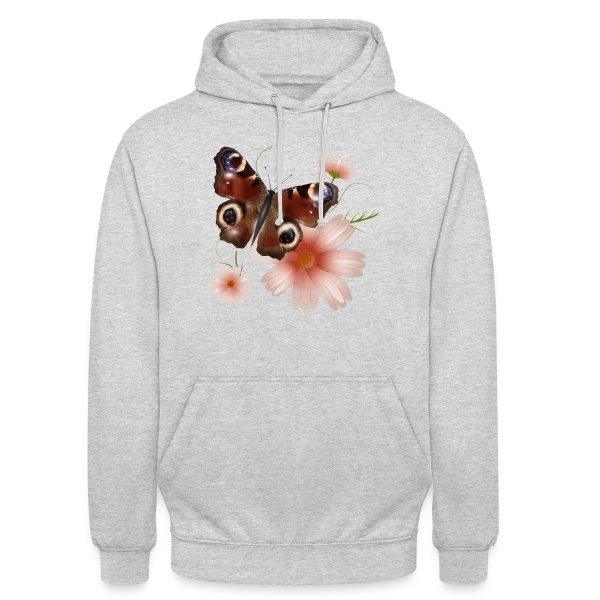 Papillon Paon-du-Jour Éclatant de Roses sur Sweat-shirt à capuche unisexe