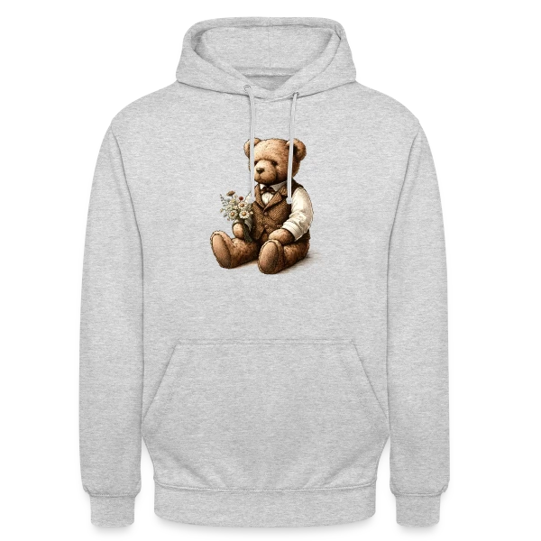 Teddy Vintage Fleuri: Douce Nostalgie sur Sweat-shirt à capuche unisexe