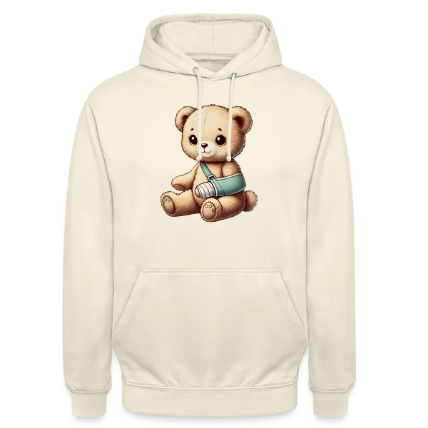 Teddy Réconfortant Plâtré : L'Ours Symbole de Courage et d'Amour sur Sweat-shirt à capuche unisexe