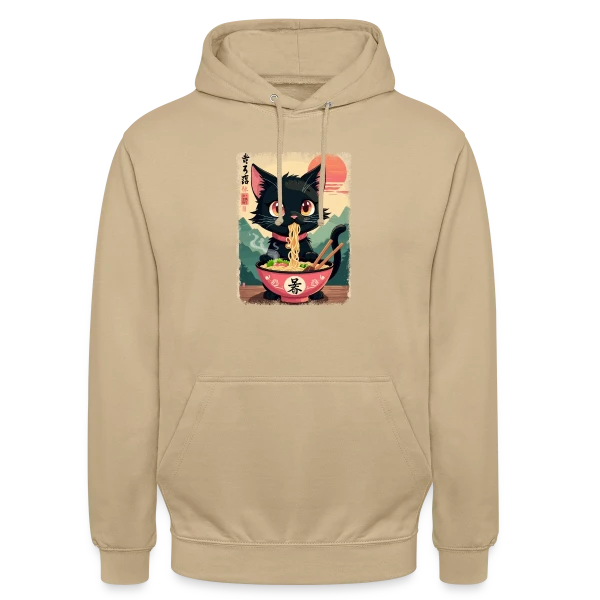 Chat Kawaii Ramen sur Sweat-shirt à capuche unisexe