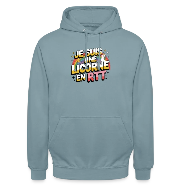 Licorne en RTT Arc-en-ciel sur Sweat-shirt à capuche unisexe
