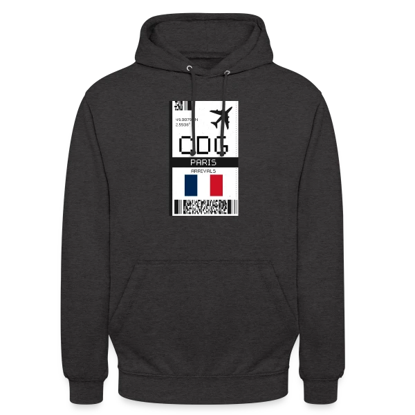 Billet d'Avion Paris CDG sur Sweat-shirt à capuche unisexe