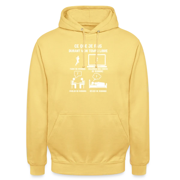 Mon Temps Libre ? Je Fais du Running ! sur Sweat-shirt à capuche unisexe
