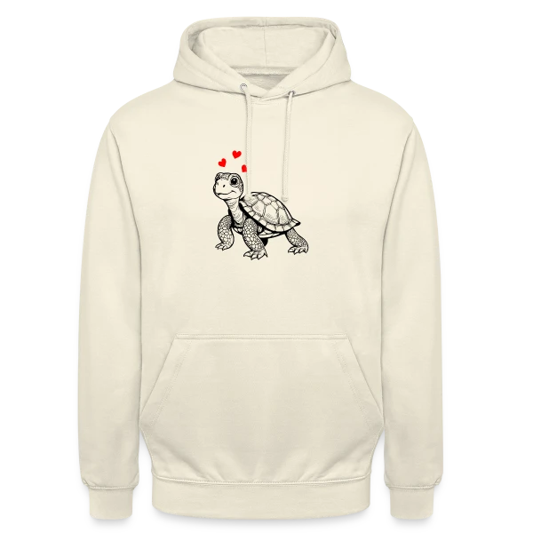 Tortue Mignonne et Cœurs Doux sur Sweat-shirt à capuche unisexe
