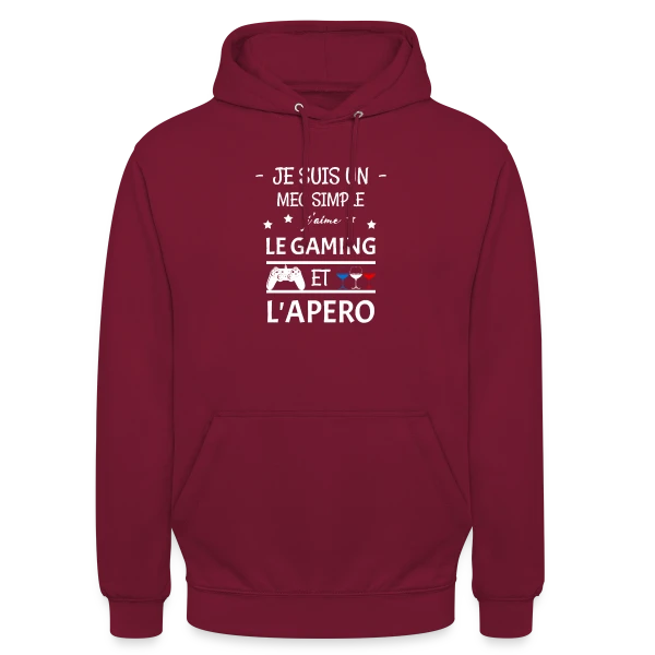 Apéro Gaming : Humour Entre Copains sur Sweat-shirt à capuche unisexe