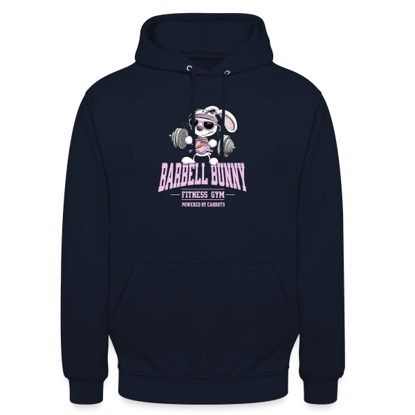 Lapin Fitness Musculation - 'Powered by Carrots' sur Sweat-shirt à capuche unisexe