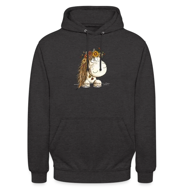 Cheval Adorable avec Couronne de Fleurs - Cartoon sur Sweat-shirt à capuche unisexe