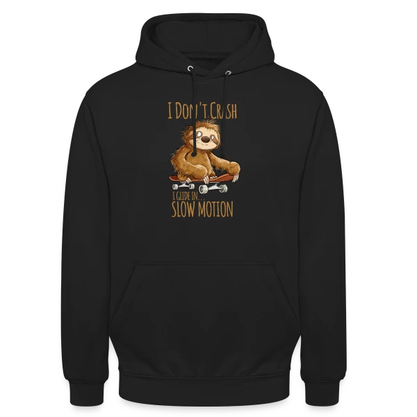Paresseux Skateboarder - 'I Don't Crash' - T-shirt Relax sur Sweat-shirt à capuche unisexe