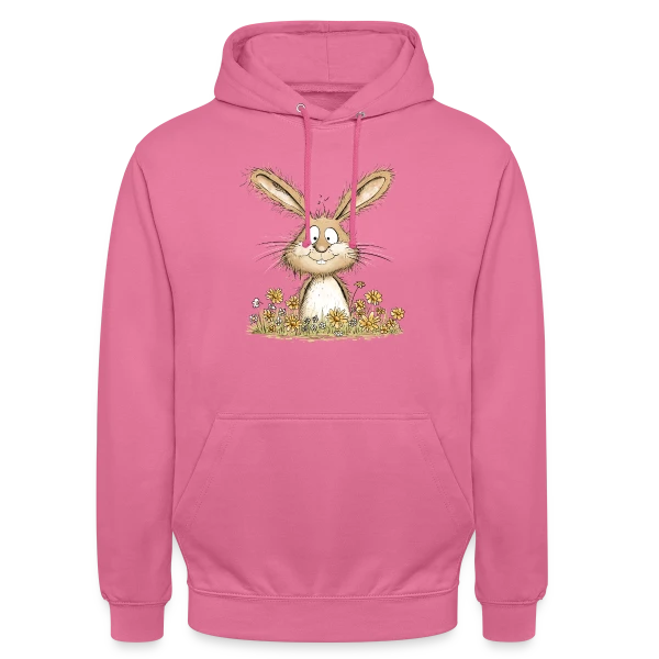 Lapin Rigolo des Fleurs sur Sweat-shirt à capuche unisexe