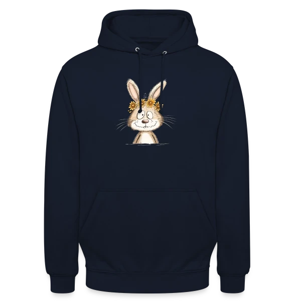 Lapin Rigolo Couronne Fleurs sur Sweat-shirt à capuche unisexe