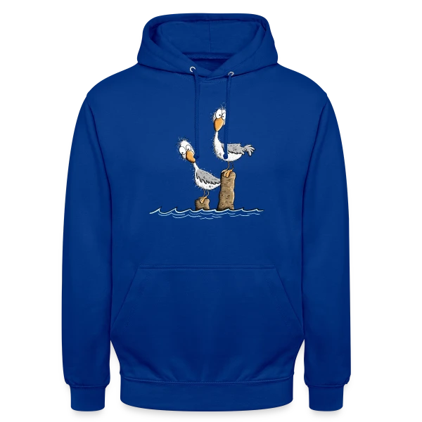 Mouettes drôles et mer du Nord sur Sweat-shirt à capuche unisexe