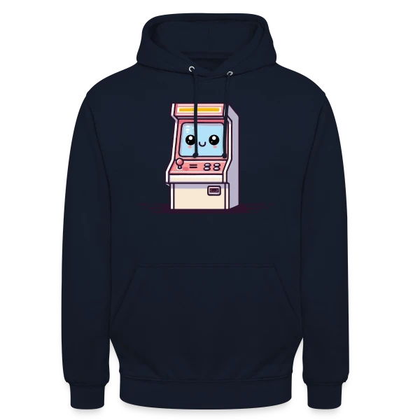 Borne d'Arcade Kawaii : Sourire Rétro Gaming sur Sweat-shirt à capuche unisexe