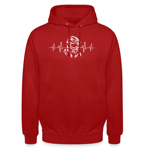 Casque Motocross & Battement de Cœur – Symbole Moto X sur Sweat-shirt à capuche unisexe