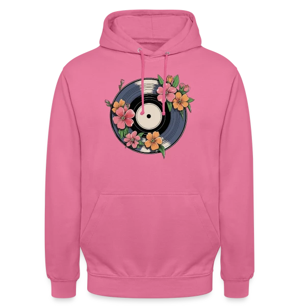 Vinyle Fleuri Rétro Artistique sur Sweat-shirt à capuche unisexe