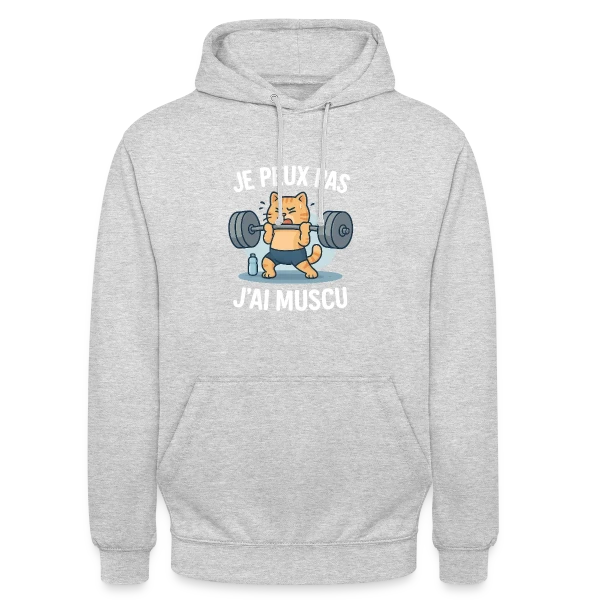 Je Peux Pas, J'ai Muscu ! Chat Bodybuilder Humour sur Sweat-shirt à capuche unisexe