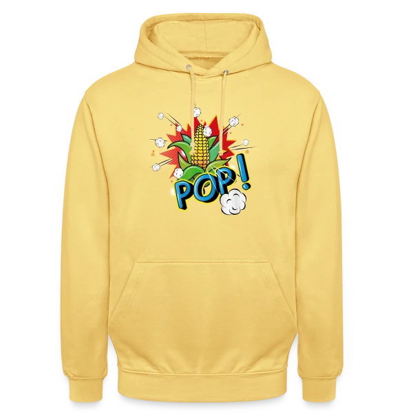 Maïs Pop Art Pétillant & Popcorn Volant sur Sweat-shirt à capuche unisexe