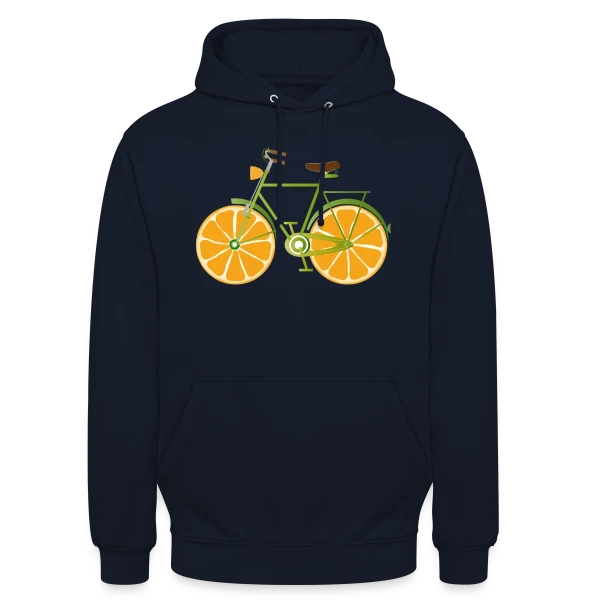 Vélo Fruitix : L'Original Fun aux Roues Oranges sur Sweat-shirt à capuche unisexe