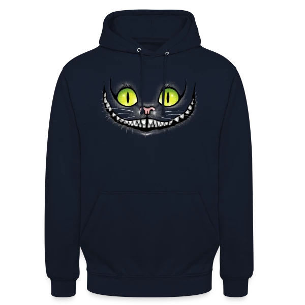 Chat Noir Sourit dans le Noir sur Sweat-shirt à capuche unisexe