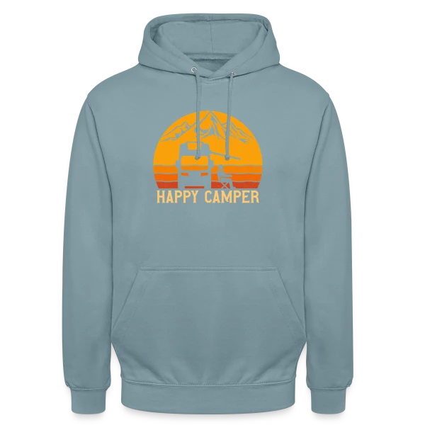 Campeur Heureux Rétro Design sur Sweat-shirt à capuche unisexe