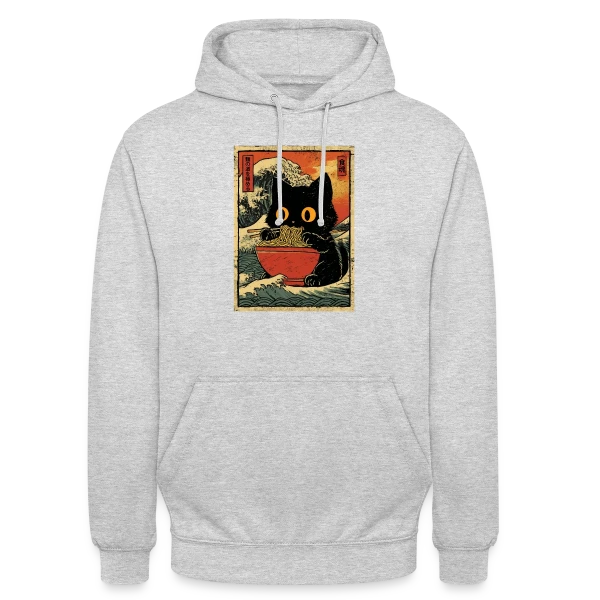 Chat Ramen et Vague Japonaise : L'Art Kawaii sur Sweat-shirt à capuche unisexe