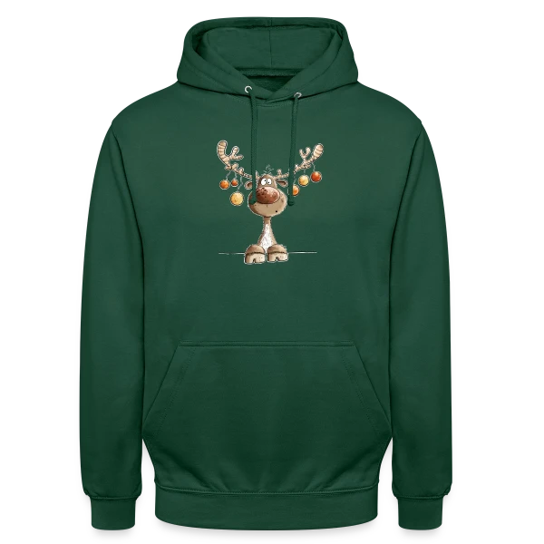 Rennes Festifs et Boules de Noël sur Sweat-shirt à capuche unisexe