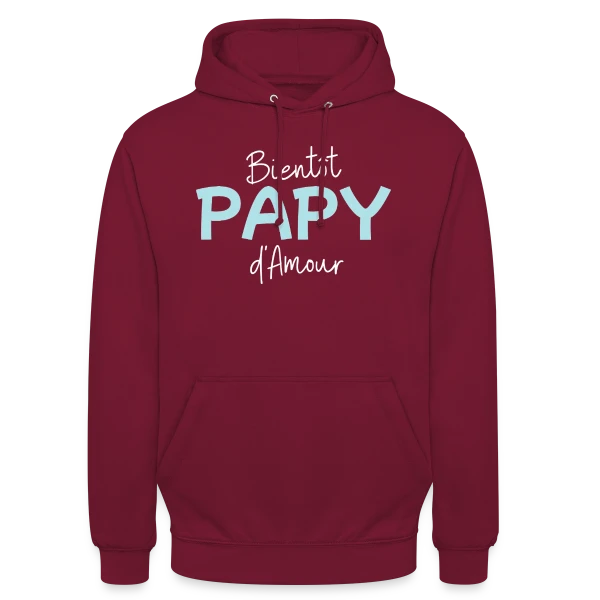 Bientôt Papy d'Amour : Annonce Originale sur Sweat-shirt à capuche unisexe