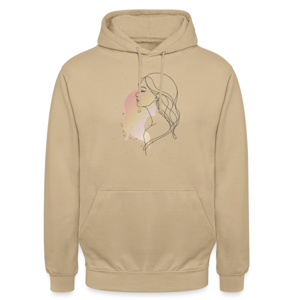 Portrait de Femme en Art Ligne - Élégance Minimaliste sur Sweat-shirt à capuche unisexe