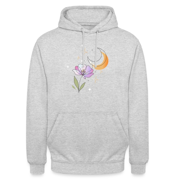 Art Ligne Fleur et Lune - Mystère Nocturne sur Sweat-shirt à capuche unisexe