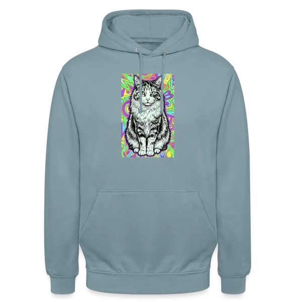 Chat Stylisé Psychédélique sur Sweat-shirt à capuche unisexe