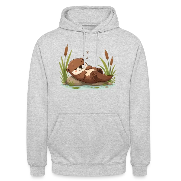 Loutre Endormie dans les Roseaux - Douceur Naturelle sur Sweat-shirt à capuche unisexe