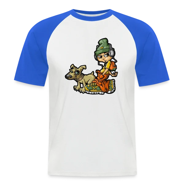 B-boy Hip Hop & son Chien sur T-shirt baseball manches courtes Homme
