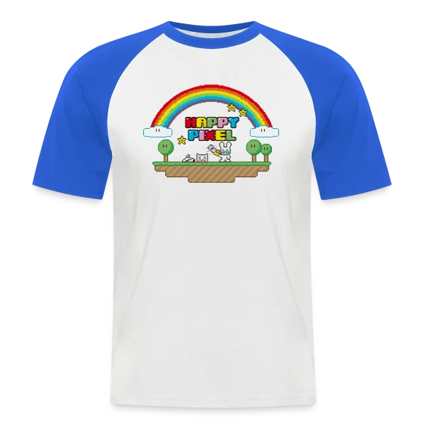 Happy Pixel : Humour Décalé Rétro Pixel Art sur T-shirt baseball manches courtes Homme