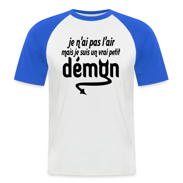 Petit Démon sur T-shirt baseball manches courtes Homme