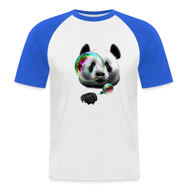Panda Souffleur de Bulles sur T-shirt baseball manches courtes Homme